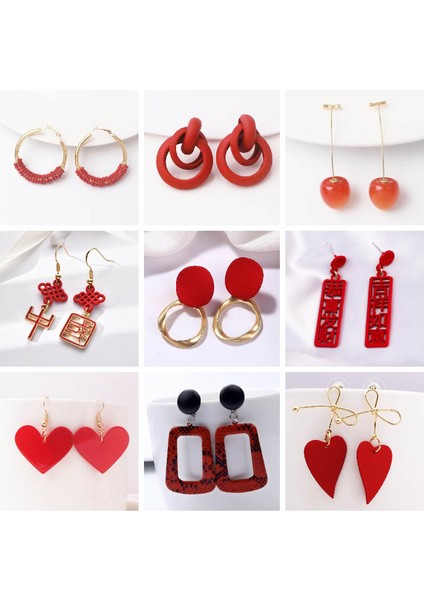 ES3489 Kırmızı Çiçek Dangle Küpe Kadınlar Için Metal Kelebek Asılı Küpe Abartılı Kulak Takı Trendi Yeni Pendientes Mujer (Yurt Dışından) fiyatları