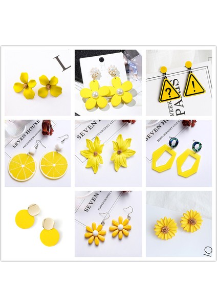 EK996 Sarı Renk Damla Küpe Kadınlar Için Trend Yaz Kore Tasarım Geometrik Çiçek Kalp Küpe Yaratıcı Tatlı Düğün Takı (Yurt Dışından) fiyatları