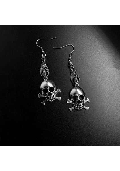 B04 2 Çift Cadılar Bayramı Küpe 2022 Yeni Gotik Hiphop Punk Dangle Küpe Kadın Vintage Kafatası Yarasa Çapraz Damla Küpe (Yurt Dışından)