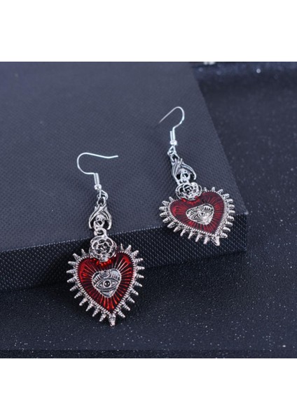 B04 2 Çift Cadılar Bayramı Küpe 2022 Yeni Gotik Hiphop Punk Dangle Küpe Kadın Vintage Kafatası Yarasa Çapraz Damla Küpe (Yurt Dışından)