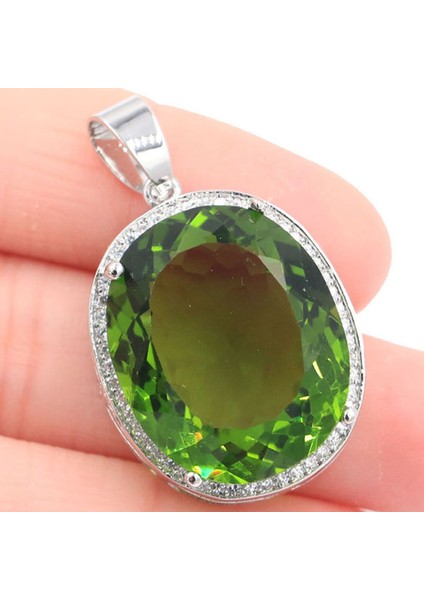 Yüzük Sz 8 40X21MM Sıcak Satış Büyük Oval Narin Ince Kesim 17.5g Düzenlendi Yeşil Peridot Cz Kadınlar Arkadaş Gümüş Kolye Küpe Yüzük (Yurt Dışından) modelleri