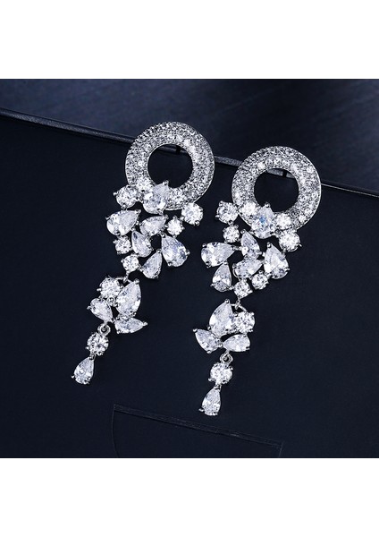 Altın Uilz Vintage Çiçek Şekli Aaa + Kübik Zirkon Lüks Mikro Kaplamalı Kristal Yuvarlak Düğün Dangle Küpe Gelin Kadınlar Için (Yurt Dışından) indirimleri