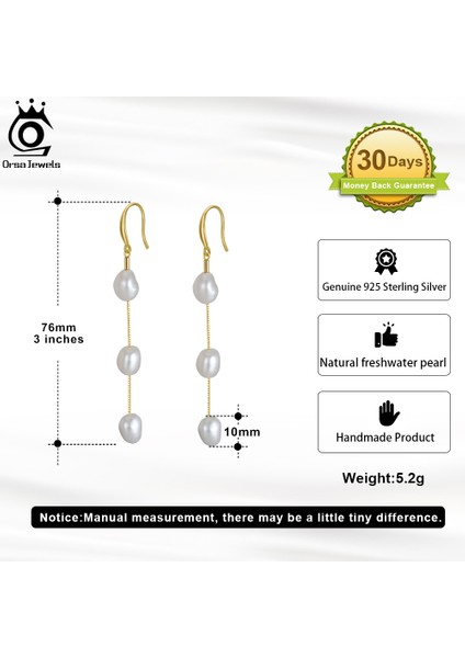 GPE07 Orsa Jewels El Yapımı 925 Ayar Gümüş Dangle Küpe Kadınlar Için Düzensiz Gerçek Doğal Barok Inciler Takı GPE12 (Yurt Dışından) fırsatları