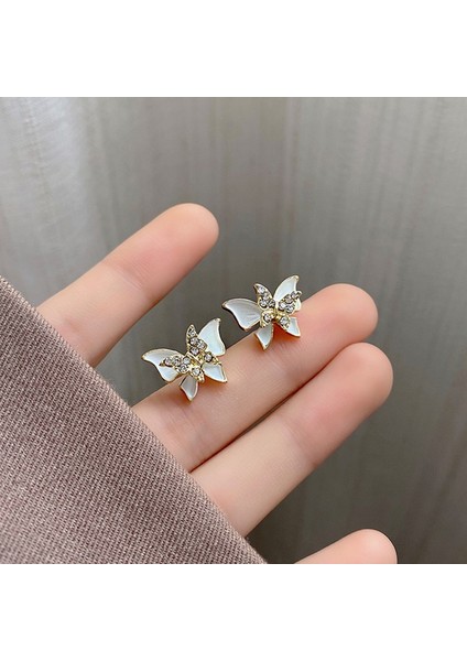 EK1355 Güzel Beyaz Renk Çiçek Dangle Küpe Kadınlar Için Kalp Çiçek Yuvarlak Yaprak Üçgen Inci Ilmek Düğün Takı Brincos Hediye (Yurt Dışından)