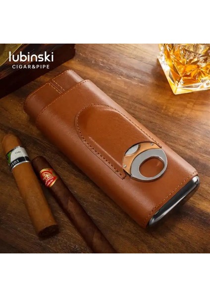 Lubinski Deri 3'lü Puro Kılıfı Kesicili Kahve(60 Ring) fiyatları
