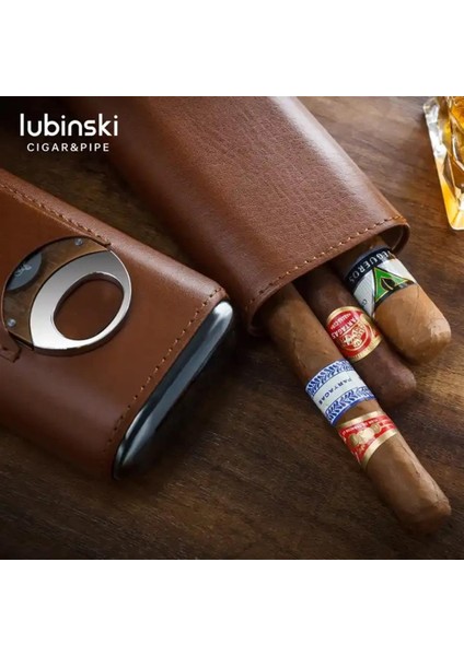 Lubinski Deri 3'lü Puro Kılıfı Kesicili Kahve(60 Ring) modelleri