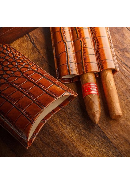 Cohiba Deri Croco 3'lü Puro Kılıfı Kesicili Kahve(56 Ring) modelleri