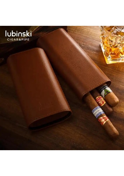Lubinski Deri 3'lü Puro Kılıfı Kesicili Kahve(60 Ring) fırsatları