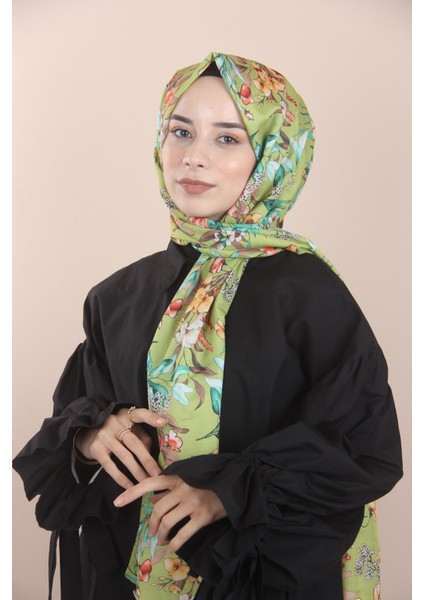 Fıstık Yeşili Loryan Scarf Linen Summer Gül Şal