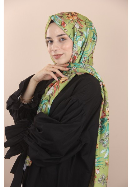 Fıstık Yeşili Loryan Scarf Linen Summer Gül Şal