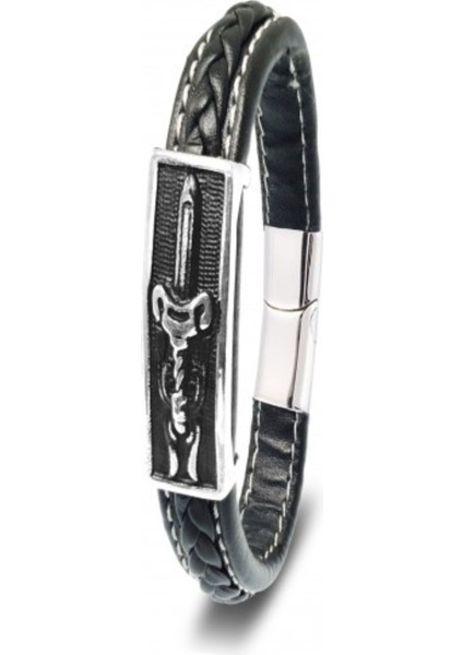 316L Ayar Çelik ve Deri Bileklik