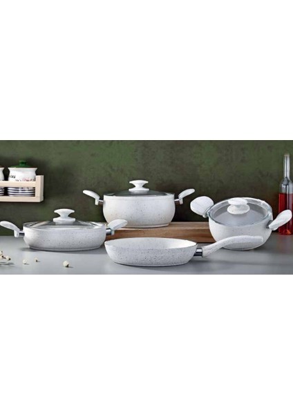 Granit Zita 7 Parça Tencere Seti Beyaz