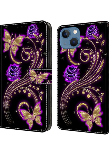 iPhone 13 Cüzdan Kılıfı Pu Deri Manyetik Stand Telefon Kapağı (Yurt Dışından)