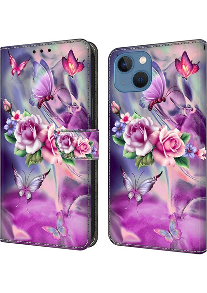 iPhone 13 Cüzdan Kılıfı Pu Deri Manyetik Stand Telefon Kapağı (Yurt Dışından)