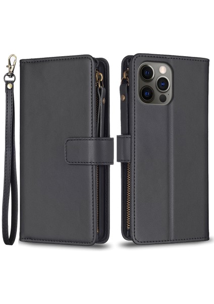 iPhone 12 /12 Pro Proderi Anti Deri Kılıf Zipper Cep Stand Telefon Cüzdan Kapağı (Yurt Dışından)