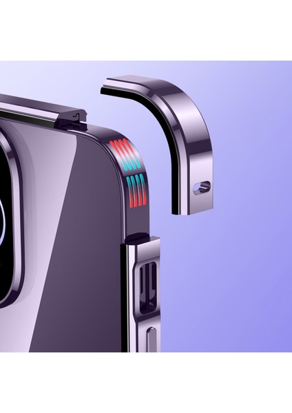 iPhone 15 Metal Çerçeve Manyetik Telefon Kapağı Çift Yan Temperlenmiş Cam Kılıf (Yurt Dışından)