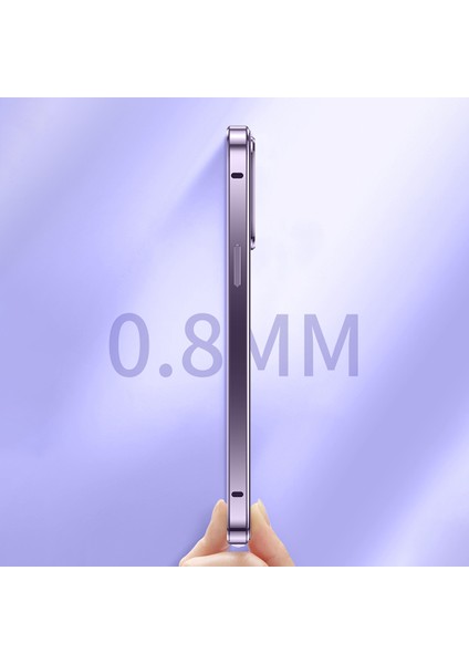 iPhone 15 Metal Çerçeve Manyetik Telefon Kapağı Çift Yan Temperlenmiş Cam Kılıf (Yurt Dışından)