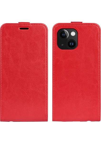 iPhone 15 Plus Kart Yuvası Telefon Kılıfı Anti-Çizelge Dikey Flip Pu Deri Cep Telefonu Kapağı (Yurt Dışından)