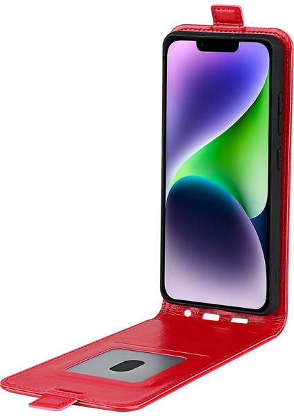 iPhone 15 Plus Kart Yuvası Telefon Kılıfı Anti-Çizelge Dikey Flip Pu Deri Cep Telefonu Kapağı (Yurt Dışından)