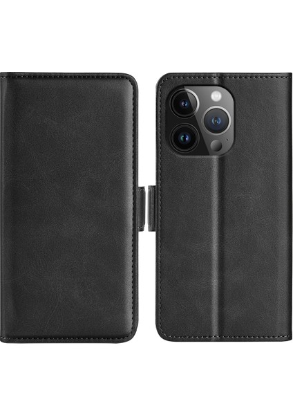 iPhone 15 Pro Max Buzağı Doku Stand Anti-Çizgi Pu Deri Cüzdan Telefon Kapağı (Yurt Dışından)