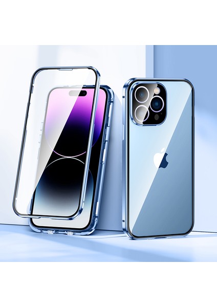 iPhone 15 Pro Çift Sides Temizlikli Cam Telefon Kılıf Metal Çerçeve Toka Manyetik Telefon Kapağı (Yurt Dışından) indirimleri