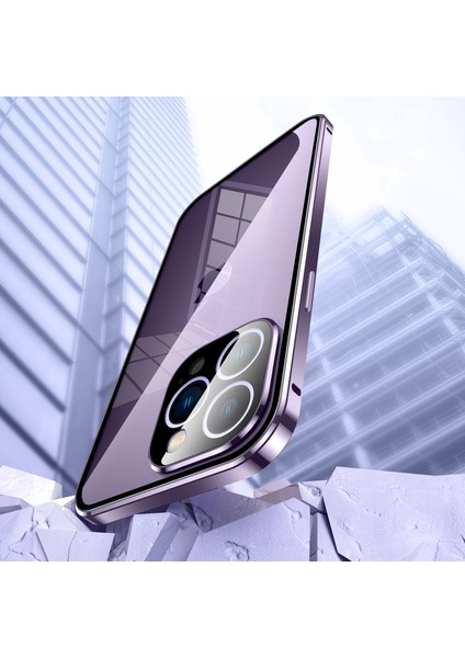 iPhone 15 Pro Çift Sides Temizlikli Cam Telefon Kılıf Metal Çerçeve Toka Manyetik Telefon Kapağı (Yurt Dışından) modelleri