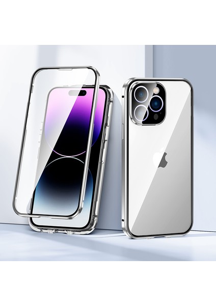 iPhone 15 Pro Çift Sides Temizlikli Cam Telefon Kılıf Metal Çerçeve Toka Manyetik Telefon Kapağı (Yurt Dışından) indirimleri