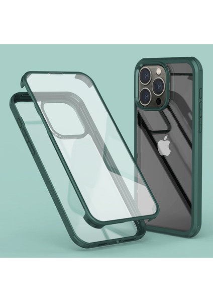 iPhone 15 Pro Max Çift Taraflı Temperli Cam + Silikon Çerçeve Telefon Kılıfı (Yurt Dışından)