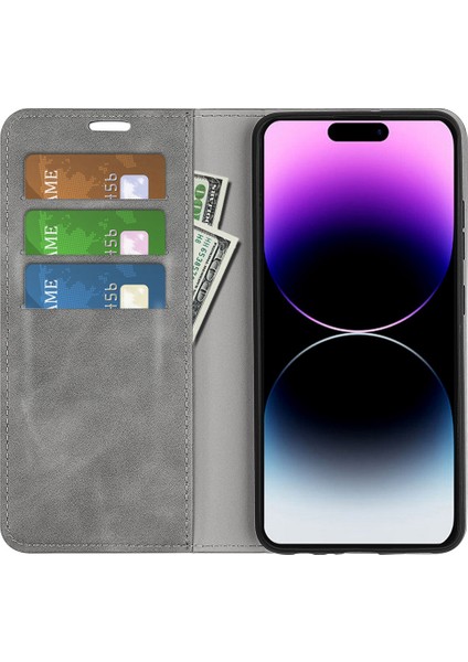 iPhone 15 Pro Max Pu Deri Cüzdan Flip Kılıf Anti-Çizgiye Dönüşlü Cilt Touch Stand Cover (Yurt Dışından) fiyatları