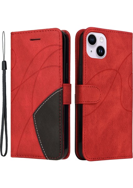 iPhone 15 Plus Pu Deri Standlı Telefon Cüzdan Kılıf Telefon Kapağı (Yurt Dışından)