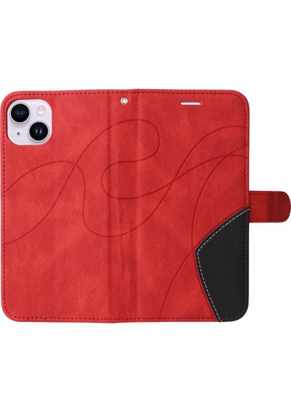 iPhone 15 Plus Pu Deri Standlı Telefon Cüzdan Kılıf Telefon Kapağı (Yurt Dışından)