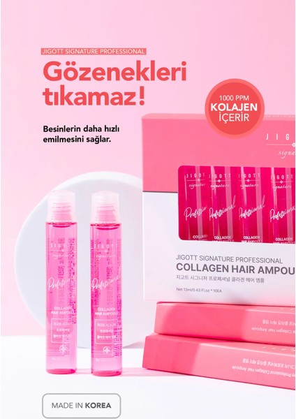 Kolajen İçeren Konsantre Saç Bakım Serumu Jigott Professional Collagen Hair Ampoule 13 ml