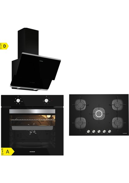 BO65E1B01-CS5622B01-3490 Oslo Siyah Ankastre Set