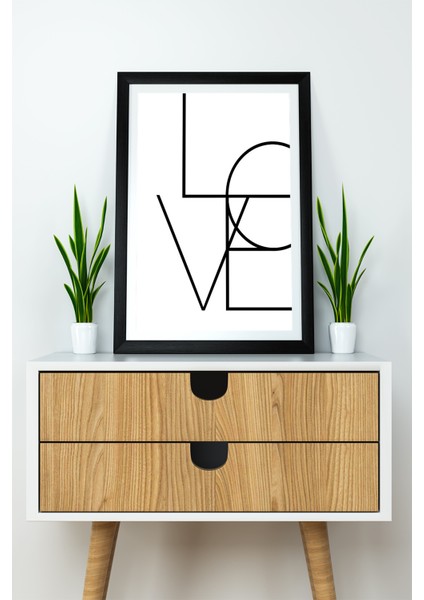 Tek Parça Çerçeve Görünümlü Yazılı Mdf Tablo "love"