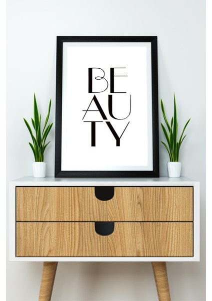 Tek Parça Çerçeve Görünümlü Yazılı Mdf Tablo "beauty"