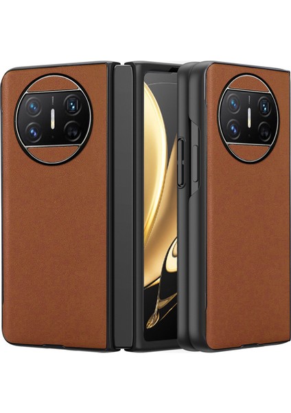 Huawei Mate X3 Için Deri Desenli Plastik Koruma Kılıf - AL3156