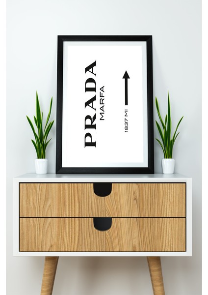 Tek Parça Çerçeve Görünümlü Yazılı Mdf Tablo "prada"