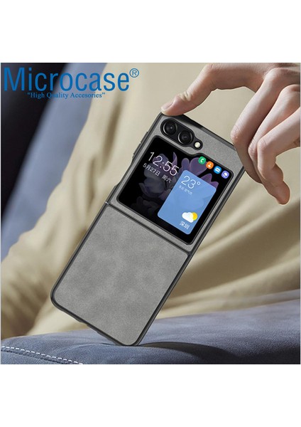 Samsung Galaxy Z Flip5 Için Deri Desenli Plastik Koruma Kılıf - AL3156 modelleri