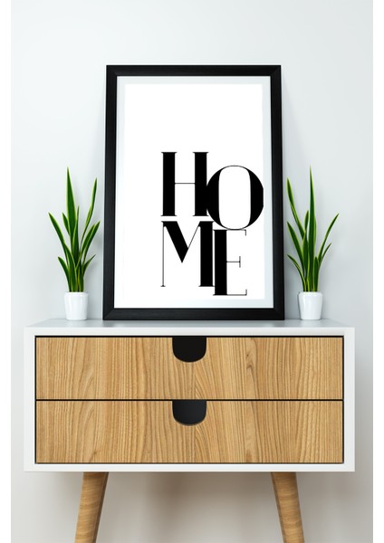 Tek Parça Çerçeve Görünümlü Yazılı Mdf Tablo "home"