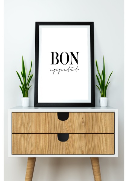 Tek Parça Çerçeve Görünümlü Yazılı Mdf Tablo "bon Appetit"