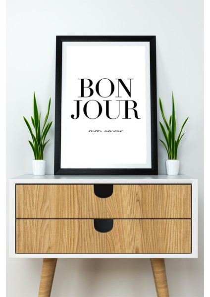 Tek Parça Çerçeve Görünümlü Yazılı Mdf Tablo "bonjour"