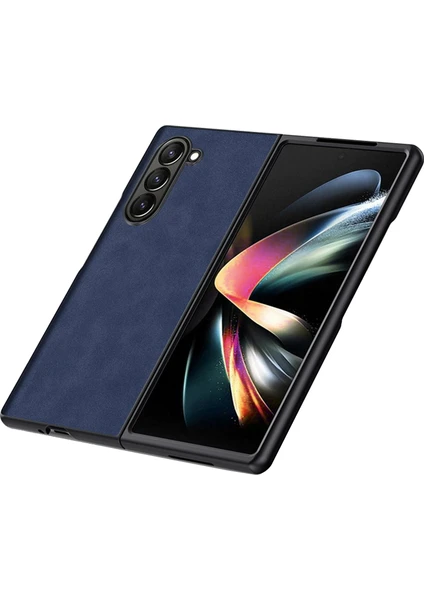 Samsung Galaxy Z Fold5 Için Deri Desenli Plastik Koruma Kılıf - AL3156