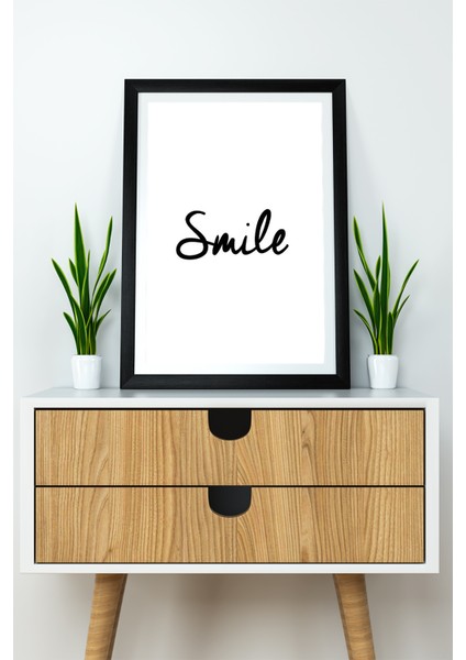 Tek Parça Çerçeve Görünümlü Yazılı Mdf Tablo "smile"