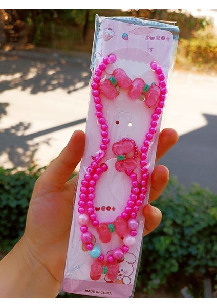 Minnie Mause Figürlü Çocuk Takı Seti ( Kolye,bileklik,yüzük,kilipsli ,küpe)