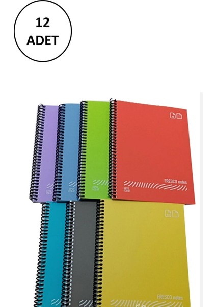 FRESCO Spiralli Plastik Defter A4 72 Yaprak Kareli GP.3-4933000-2011 12 Adet