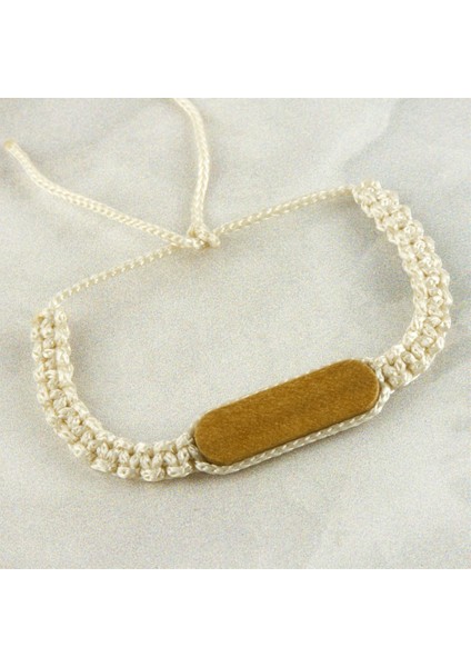 Ahşap Makrome Örgülü Bileklik