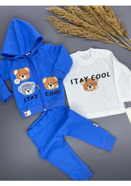 Stay Cool Ayı Baskılı 2 Ip Mevsimlik Erkek Bebek Hırkalı 3 Lü Takım fiyatları