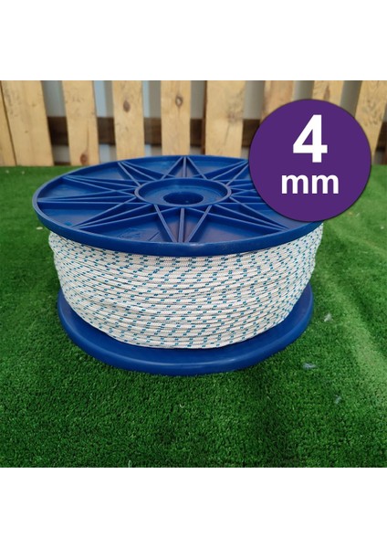 4 mm 50 Metre Soylu Halat Örgü Iskota Halat Denizci Tekne Halatı Salıncak Ip Dağcı Ip Halat