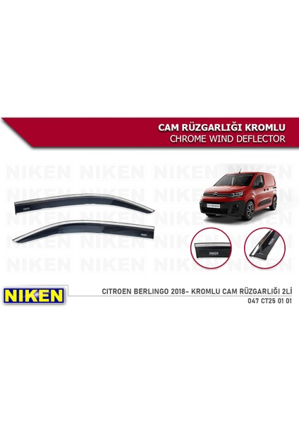 Citroen Berlingo 2018 Sonrası Kromlu Cam Rüzgarlığı 2li