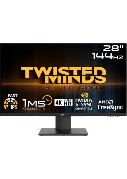 Twısted Mınds 28 TM28EUI UHD 4K 144Hz 1ms HDMI Dp Gsync Ps/xbox Rgb IPS Gaming Monitör